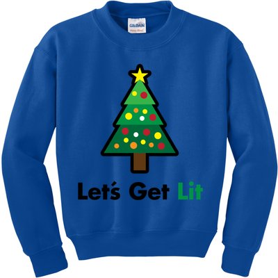 Let's Get Lit Funny Christmas Ing Xmas Lights Funny Gift Kids Sweatshirt