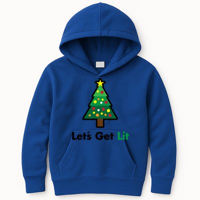 Let's Get Lit Funny Christmas Ing Xmas Lights Funny Gift Kids Hoodie