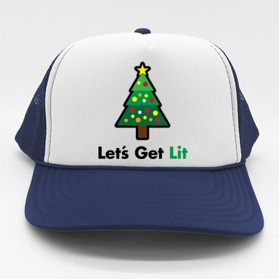 Let's Get Lit Funny Christmas Ing Xmas Lights Funny Gift Trucker Hat