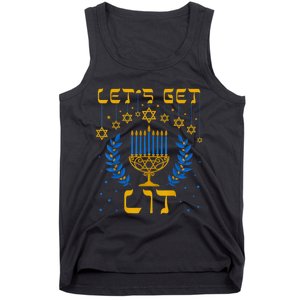 Let's Get Lit Hanukkah Shirt Jeworah Jewish Chanukkah Tank Top