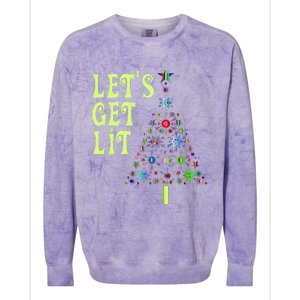 LetS Get Lit Adult Funny Christmas Colorblast Crewneck Sweatshirt