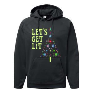 LetS Get Lit Adult Funny Christmas Performance Fleece Hoodie