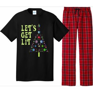 LetS Get Lit Adult Funny Christmas Pajama Set