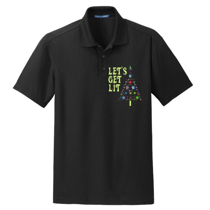 LetS Get Lit Adult Funny Christmas Dry Zone Grid Polo