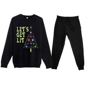 LetS Get Lit Adult Funny Christmas Premium Crewneck Sweatsuit Set