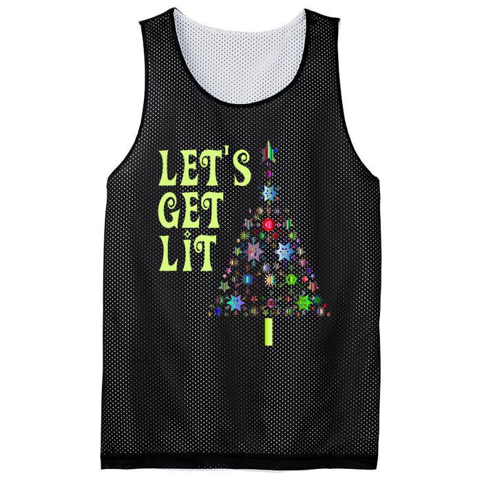 LetS Get Lit Adult Funny Christmas Mesh Reversible Basketball Jersey Tank