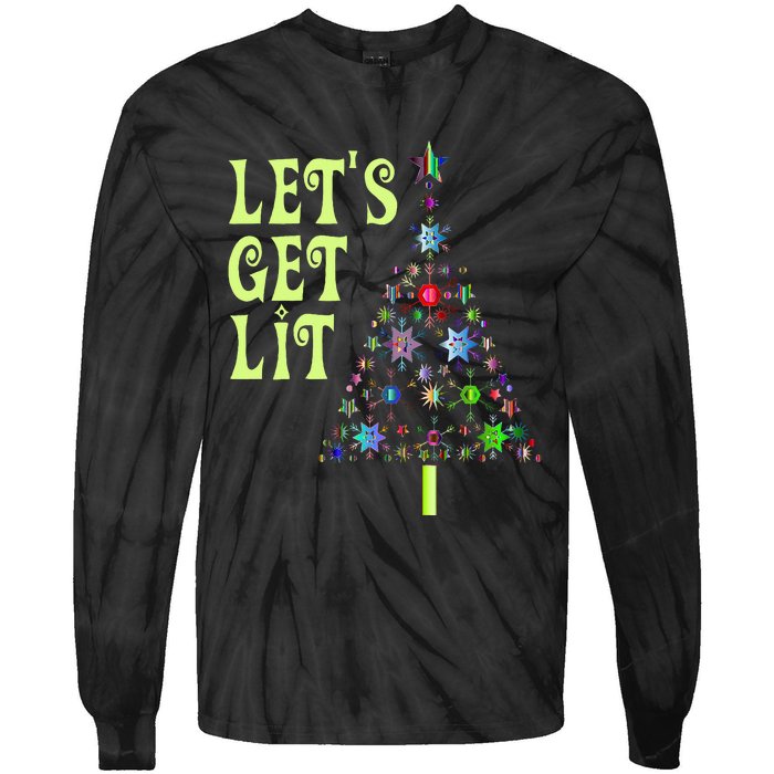 LetS Get Lit Adult Funny Christmas Tie-Dye Long Sleeve Shirt