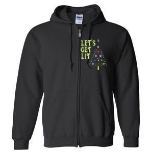 LetS Get Lit Adult Funny Christmas Full Zip Hoodie