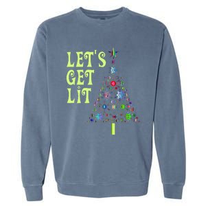 LetS Get Lit Adult Funny Christmas Garment-Dyed Sweatshirt