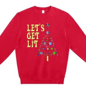 LetS Get Lit Adult Funny Christmas Premium Crewneck Sweatshirt