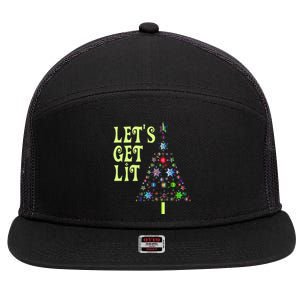 LetS Get Lit Adult Funny Christmas 7 Panel Mesh Trucker Snapback Hat