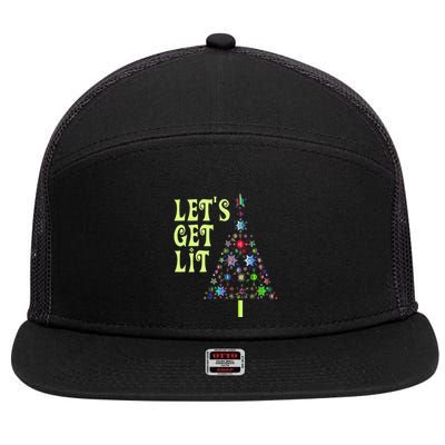 LetS Get Lit Adult Funny Christmas 7 Panel Mesh Trucker Snapback Hat