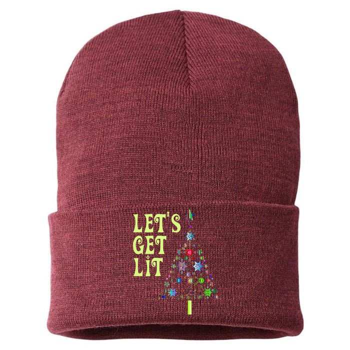 LetS Get Lit Adult Funny Christmas Sustainable Knit Beanie