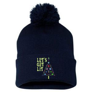 LetS Get Lit Adult Funny Christmas Pom Pom 12in Knit Beanie