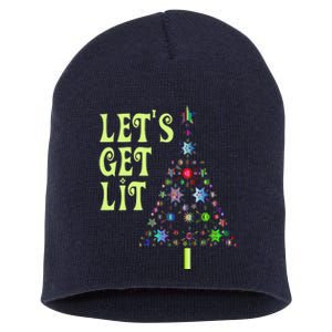 LetS Get Lit Adult Funny Christmas Short Acrylic Beanie