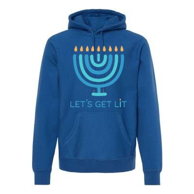 Let's Get Lit Menorah Jewish Funny Ugly Hanukkah Jew  Premium Hoodie