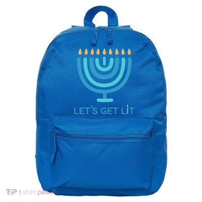Let's Get Lit Menorah Jewish Funny Ugly Hanukkah Jew  16 in Basic Backpack