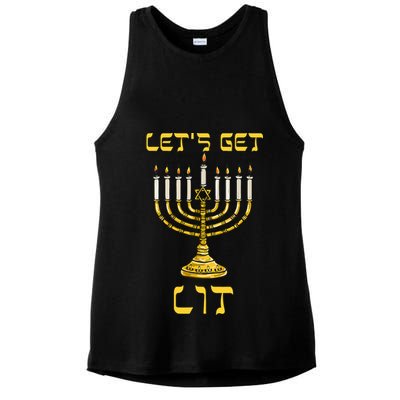 Lets Get Lit Chanukah Happy Hanukkah Funny Menorah Jewish Ladies PosiCharge Tri-Blend Wicking Tank