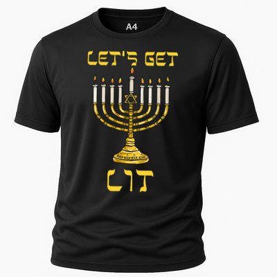 Lets Get Lit Chanukah Happy Hanukkah Funny Menorah Jewish Performance Shirt