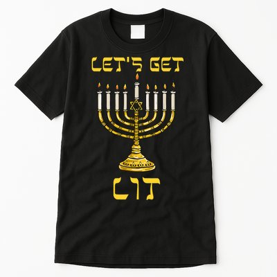 Lets Get Lit Chanukah Happy Hanukkah Funny Menorah Jewish Tall T-Shirt