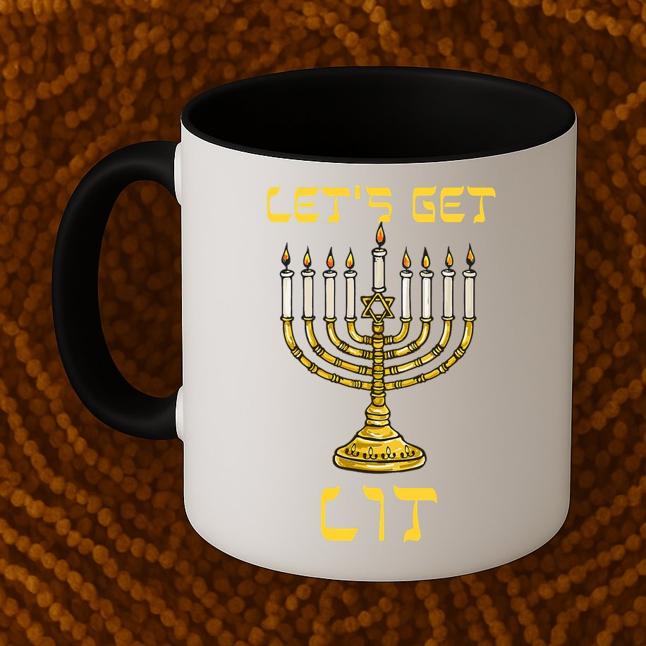 Lets Get Lit Chanukah Happy Hanukkah Funny Menorah Jewish Mug