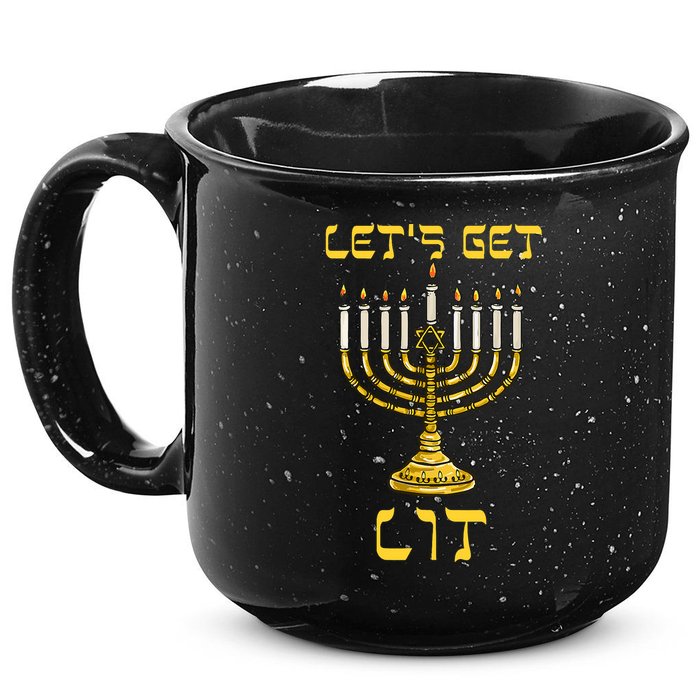 Lets Get Lit Chanukah Happy Hanukkah Funny Menorah Jewish 15oz Campfire Ceramic Mug