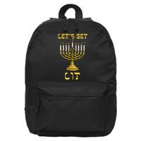 Lets Get Lit Chanukah Happy Hanukkah Funny Menorah Jewish 16 in Basic Backpack