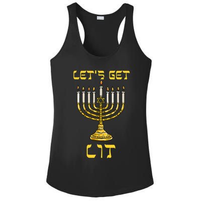Lets Get Lit Chanukah Happy Hanukkah Funny Menorah Jewish Ladies PosiCharge Competitor Racerback Tank