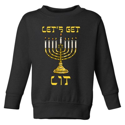 Lets Get Lit Chanukah Happy Hanukkah Funny Menorah Jewish Toddler Sweatshirt