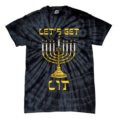Lets Get Lit Chanukah Happy Hanukkah Funny Menorah Jewish Tie-Dye T-Shirt
