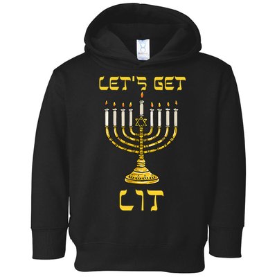 Lets Get Lit Chanukah Happy Hanukkah Funny Menorah Jewish Toddler Hoodie
