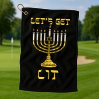 Lets Get Lit Chanukah Happy Hanukkah Funny Menorah Jewish Golf Towel