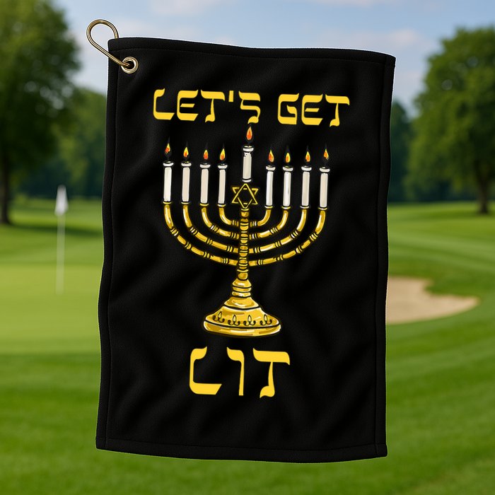 Lets Get Lit Chanukah Happy Hanukkah Funny Menorah Jewish Golf Towel