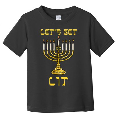 Lets Get Lit Chanukah Happy Hanukkah Funny Menorah Jewish Toddler T-Shirt