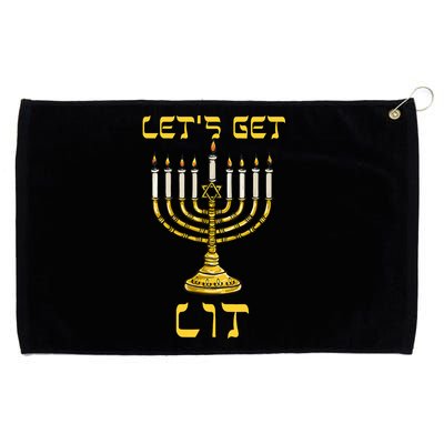 Lets Get Lit Chanukah Happy Hanukkah Funny Menorah Jewish Grommeted Golf Towel
