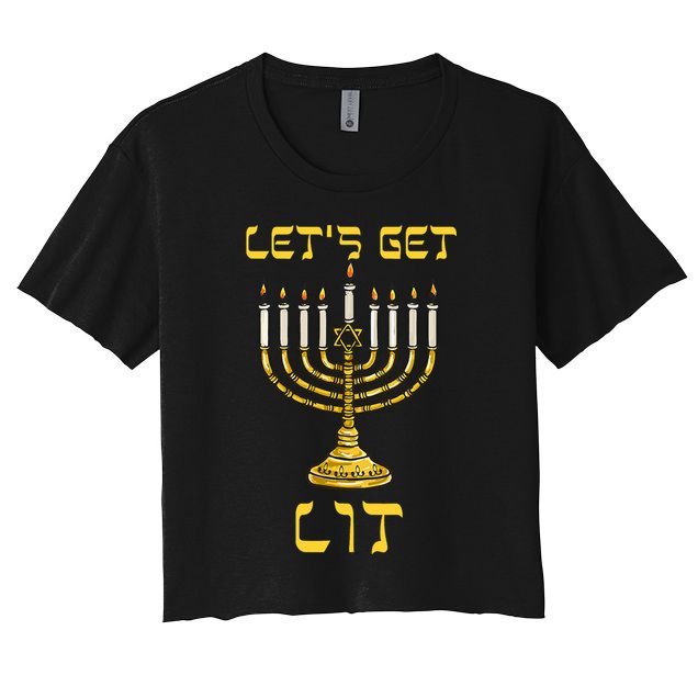 Lets Get Lit Chanukah Happy Hanukkah Funny Menorah Jewish Crop Top