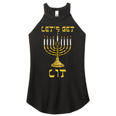 Lets Get Lit Chanukah Happy Hanukkah Funny Menorah Jewish Women's Perfect Tri Rocker Tank