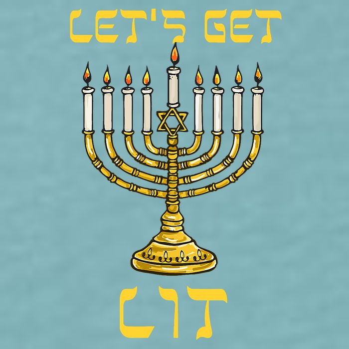 Lets Get Lit Chanukah Happy Hanukkah Funny Menorah Jewish Sueded Cloud Jersey T-Shirt