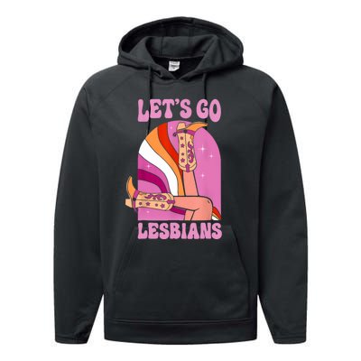 LetS Go Lesbians Lgbtq Lesbian Pride Month Cowgirl Performance Fleece Hoodie