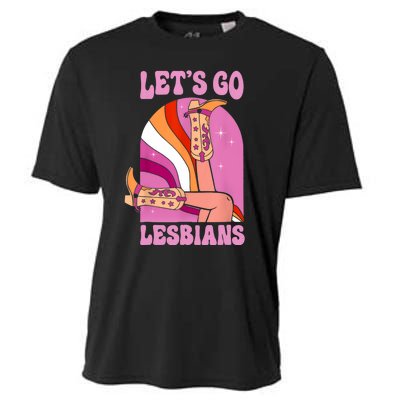 LetS Go Lesbians Lgbtq Lesbian Pride Month Cowgirl Cooling Performance Crew T-Shirt