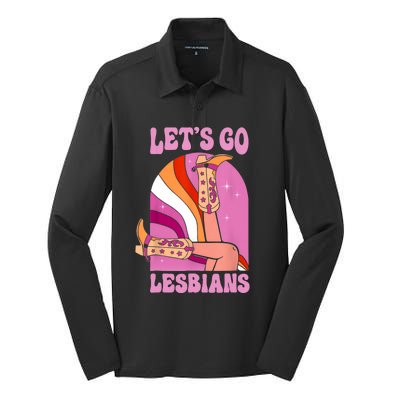 LetS Go Lesbians Lgbtq Lesbian Pride Month Cowgirl Silk Touch Performance Long Sleeve Polo