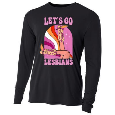 LetS Go Lesbians Lgbtq Lesbian Pride Month Cowgirl Cooling Performance Long Sleeve Crew