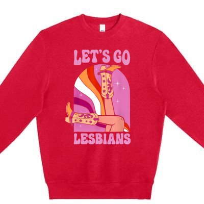 LetS Go Lesbians Lgbtq Lesbian Pride Month Cowgirl Premium Crewneck Sweatshirt