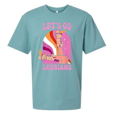 LetS Go Lesbians Lgbtq Lesbian Pride Month Cowgirl Sueded Cloud Jersey T-Shirt