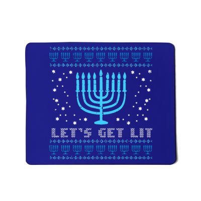 Lets Get Lit Ugly Hanukkah Menorah Chanukah Jew  Mousepad