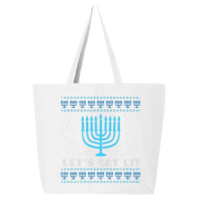 Lets Get Lit Ugly Hanukkah Menorah Chanukah Jew  25L Jumbo Tote