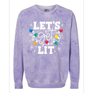 LetS Get Lit Christmas Lights Gift Colorblast Crewneck Sweatshirt