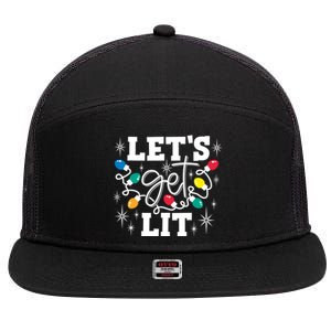 LetS Get Lit Christmas Lights Gift 7 Panel Mesh Trucker Snapback Hat