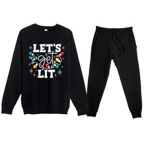 LetS Get Lit Christmas Lights Gift Premium Crewneck Sweatsuit Set