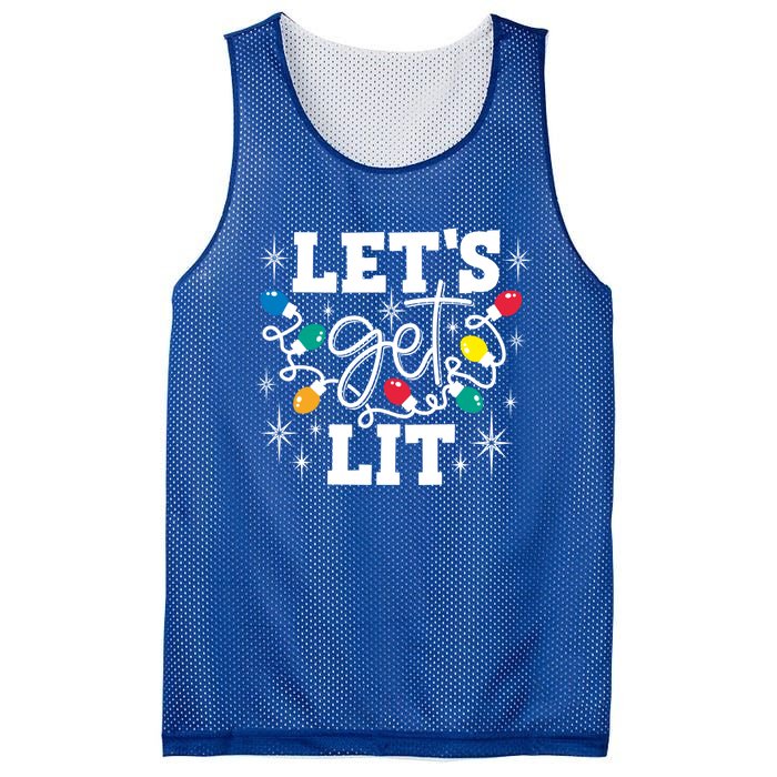 LetS Get Lit Christmas Lights Gift Mesh Reversible Basketball Jersey Tank